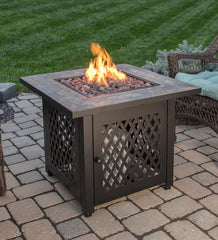 Plow &amp; Hearth Fire Pits | Fireplace &amp; Hearth Dolan Outdoor Lp Gas Fire Pit With Slate Tile Top, 30"